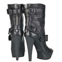 Burberry  Biker Shearling Lined Ankle Boot In Black Size 8.5 Photo 4