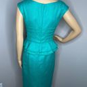 Kay Unger Peplum Silk Aqua Green Dress Size 4 Photo 6