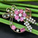 GF Vintage STAR-ART 1/20 12K  Art Deco Pink Flower Rhinestones Pendant Brooch Photo 0