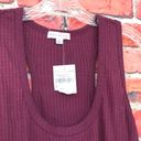 Socialite Burgundy  Waffle Knit Sleeveless Breezy Tank Top in Eggplant Photo 9