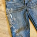 White House | Black Market  Women's Blue Denim Pants Floral Embroidered Size 4 Photo 1