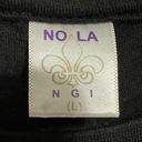 NOLA New Orleans Saint black/gold sweatshirt style long sleeve crop top Size L Photo 2