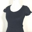 Gracia  Womens Navy Blue Skater Dress Knit Belted Swing Short Sleeve Size Small Photo 5