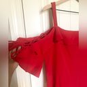 Laundry by Shelli Segal Red Cold Shoulder Dress with Ruffle Tie Sleeve - size 10 Photo 5