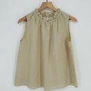 Velvet By Graham And Spencer  Nova Linen Tank Ruffled Neck in Tan Women's XS Photo 2