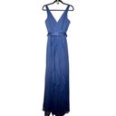 Vera Wang White by  V-Neck Wrapped Bodice Dress with Satin Belt in Navy Size 8 Photo 3