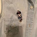 Disney  Store Shirt Medium Mickey Mouse Embroidered Button Sleeveless Denim Photo 0