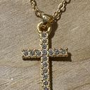 Boutique Cross Pendant Necklace Shining Rhinestone Detail Golden Color Gold Photo 1