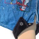 Basic Editions  Vintage Shirt Chambray Holiday Button Front Black Velvet Snowman Photo 4