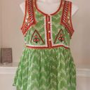 indigo. Moon Top Cotton Tie Dye Tribal Peplum Green White Blouse Size M Photo 5