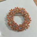 Petal Pink enamel  floral wreath brooch with clear rhinestone Photo 0