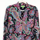 Vera Bradley  Women's 100% Cotton Parisian Paisley Button Shirt Top Black Size XL Photo 3