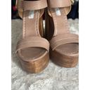 Coral Blue Made in Mexico Tan Platform Block Chunky Heels Wood Style Size 8 Photo 5