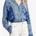 Polo NWT  Ralph Lauren button front bandana paisley print top shirt navy M Photo 0