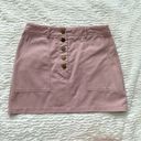 Forever 21 NWOT  Denim Mini Skirt Size S Dusty Rose Pastel Pink Kawaii Buttons Photo 0