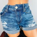 American Eagle  6 Super Super Stretch X Midi Destroyed Faux Patches Jean Shorts Photo 0