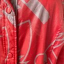 Vintage 80s Faux Leather Geometric Shape Oversized Coat Jacket Red Grey L Size L Photo 6