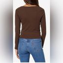 Madewell  Square-Neck Long-Sleeve Crop Tee Dark‎ Coffee Size XL Photo 1