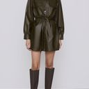 ZARA Khaki Faux Leather Button Down Mini Dress Photo 4