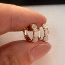 14mm Cat's Eye Stone Small Gold Hoop Earrings for Women Photo 3