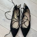 Unisa lace up ballet flats in black suede Photo 1