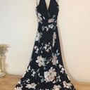 June and Hudson Black Floral V-neck Halter Maxi Dress Photo 1