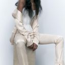 ZARA NWT  Cream FULL-LENGTH SATIN TROUSERS. Size Medium. Photo 1