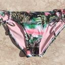 The Bikini Lab Pink and Green Tropical Print  Strappy Swim Bottoms Photo 0