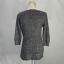 DKNY  Loose Knit Deep V neck Black and White Button Cardigan Size Medium Photo 7