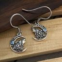 Wolf Moon Sterling Blue Crystal CZ Earrings Silver Photo 1