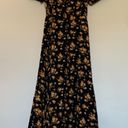 Amazon Women’s Small  Black Yellow Gold Floral Tie Front Milkmaid Midi Dress Photo 6