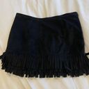 Bebe Black Suede Fringe Mini Skirt Photo 0