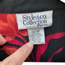 Style & Co  women's 100% silk button down shirt sleeve black blouse size 8P Photo 3