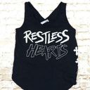 291 Venice Womens Black Restless Hearts Cross back Tank Crosses Size 2 Goth Rock Photo 0