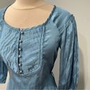 Kensie NEW  Blue Satin 3/4 Sleeve Pleated Button Front Dress Size Small Photo 1