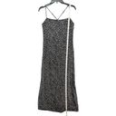 J.Crew  Maxi Slip Dress Womens 4 Black Silk Starry Sky Ruffle Back Slit Elegant Photo 14