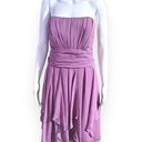 David's Bridal David’s Bridal Lavender Cascade Ruffle Strapless Cocktail Bridesmaid Dress 10 Photo 4