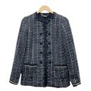 White House | Black Market  Faux Pearl-Trim Tweed Topper Black Navy Ivory Size XS Photo 1