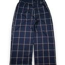 Lulus  Plaid Paper Bag Waist Wide Leg Pants Womens Medium Blue Photo 1