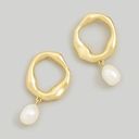 Madewell NWT  Freshwater Pearl Front-Facing Hoop Earrings Gold Photo 0