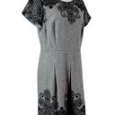 Talbots Sheath Dress Midi Wool Blend Shirt Sleeves Gray Black Women’s Size 12 Photo 1