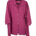 Bryn Walker  Womens Sz L Button Down Linen Shirt Half Sleeve Collared Pink *FLAWS Photo 0