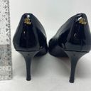 Ralph Lauren Lauren  Black Genuine Leather Pointed Closed Toe Slip on Heel Sz 8.5 Photo 4