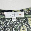 Umgee + Plus Size Multicolor Floral Paisley Boho Long Sleeve Henley Peplum Top XL Photo 2