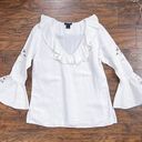 NATORIous • linen blouse ruffle popover eyelet cut out  luxury cream white Photo 0