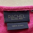 Rachel Zoe Rachel Ray Hot Pink Cap Sleeve Boxy Knot Hem Pullover Barbie Linen Tee Shirt 1X Photo 5