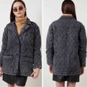 Young Fabulous and Broke  YFB Quilted Jacket Black Washed Denim Size Medium Women's Photo 0