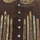 Tracy Reese  Women’s Brown Silk Beaded Tank Top Photo 6