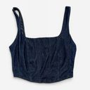 Timing  Blue Stretch Denim Cropped Corset Top Size S Photo 0