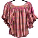 Beach Lunch Lounge Plaid Linen Blend Blouse Top M Photo 1